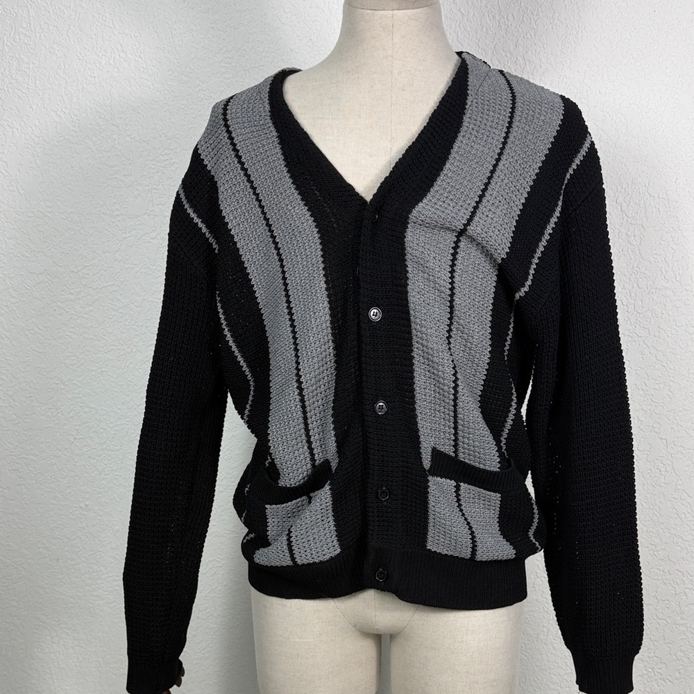 FA - Fucking Awesome Men's Black and Gray Cardigan Sweater